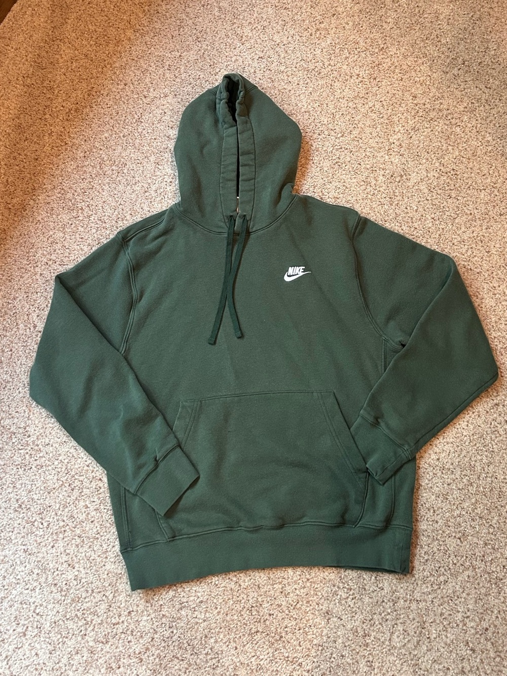Nike Dark Green Crewneck Hoodie with Chest Logo